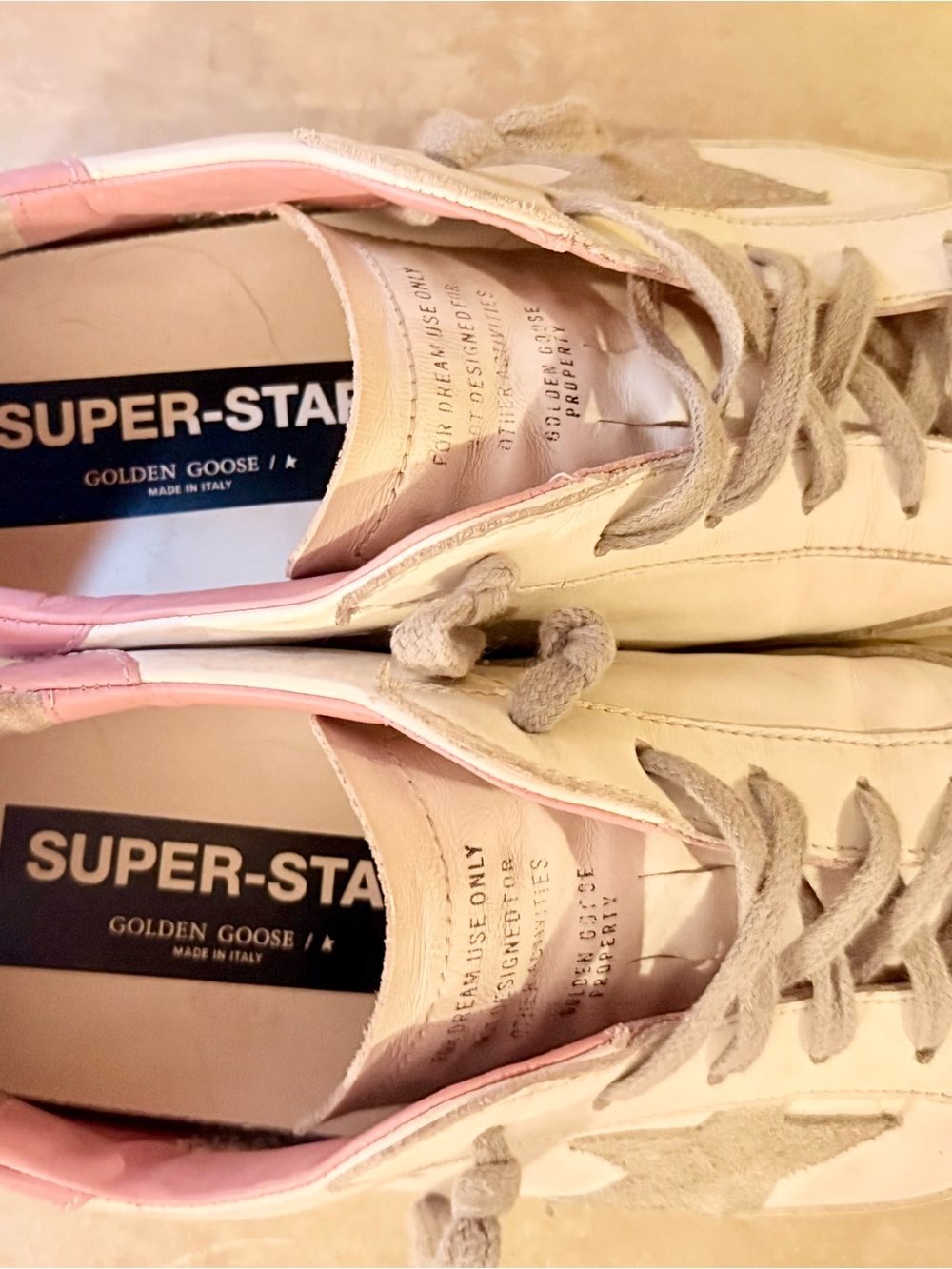 Golden Goose women’s superstar White and Pink Low-Top Sneakers with Gray Star - Picture 4 of 13